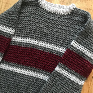 Striped Belle Sleeve Sweater Crochet PATTERN