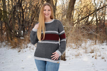 Load image into Gallery viewer, Striped Belle Sleeve Sweater Crochet PATTERN
