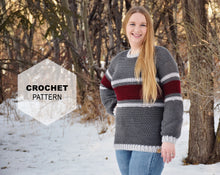 Load image into Gallery viewer, Striped Belle Sleeve Sweater Crochet PATTERN