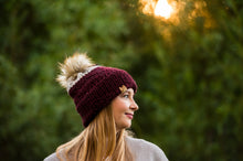 Load image into Gallery viewer, Two-Toned Burgandy Double Brim Toque