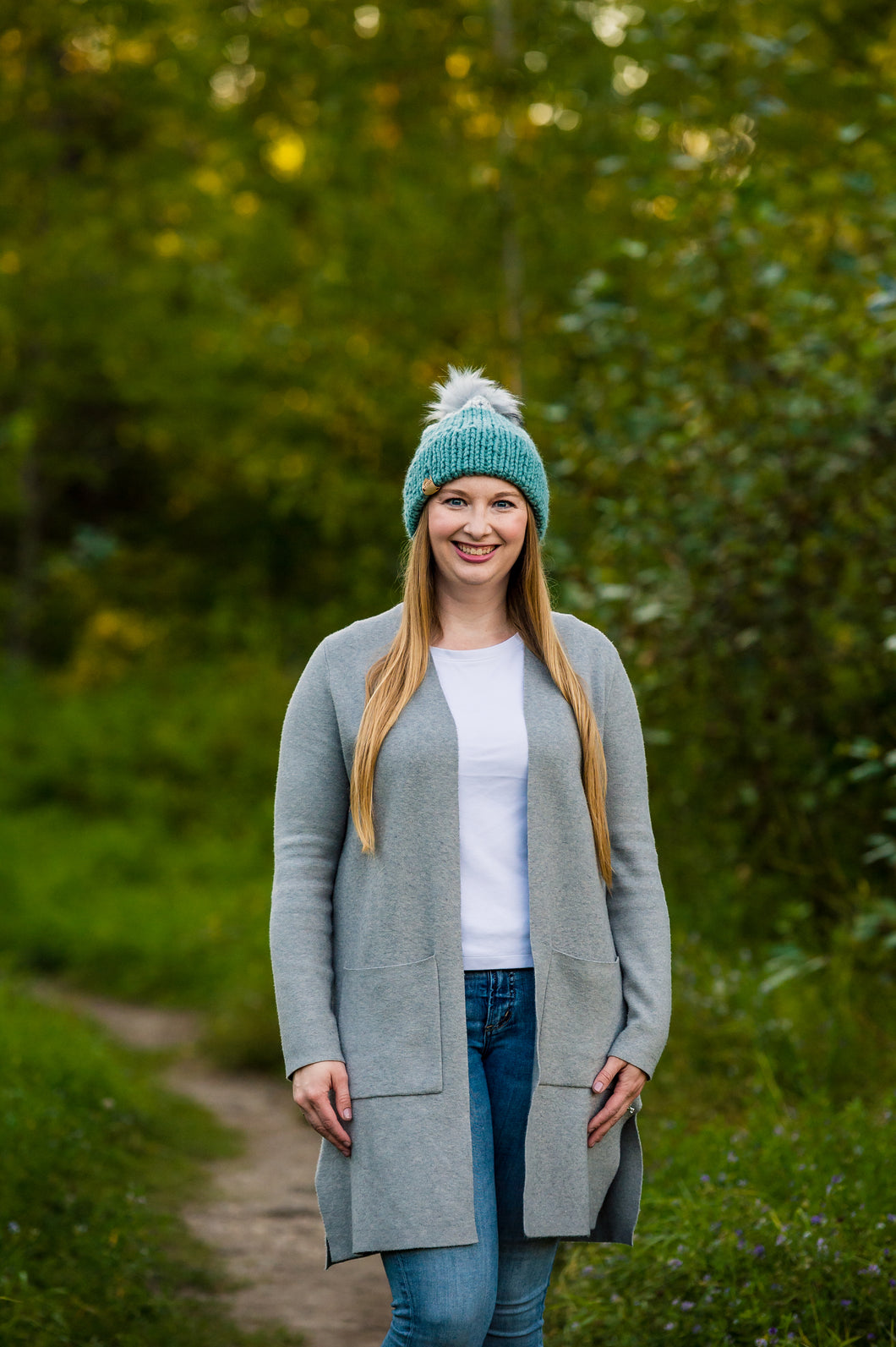 Two-Toned Teal Double Brim Toque