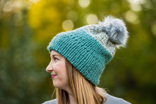 Load image into Gallery viewer, Two-Toned Teal Double Brim Toque