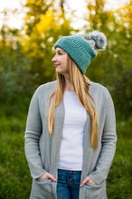 Load image into Gallery viewer, Two-Toned Teal Double Brim Toque