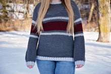 Load image into Gallery viewer, Striped Belle Sleeve Sweater Crochet PATTERN
