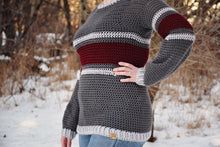 Load image into Gallery viewer, Striped Belle Sleeve Sweater Crochet PATTERN