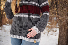 Load image into Gallery viewer, Striped Belle Sleeve Sweater Crochet PATTERN
