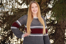 Load image into Gallery viewer, Striped Belle Sleeve Sweater Crochet PATTERN