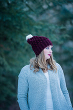 Load image into Gallery viewer, Burgundy Puff Stitch Toque