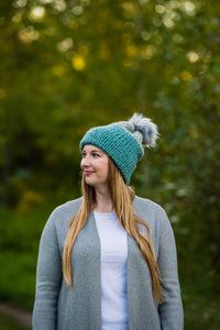 Two-Toned Teal Double Brim Toque